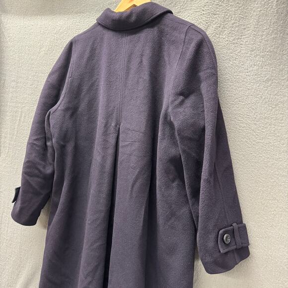 Vintage Alexon Overcoat Womens 12 Cashmere Wool Navy Blue Long Button Up Classic - Picture 9 of 9